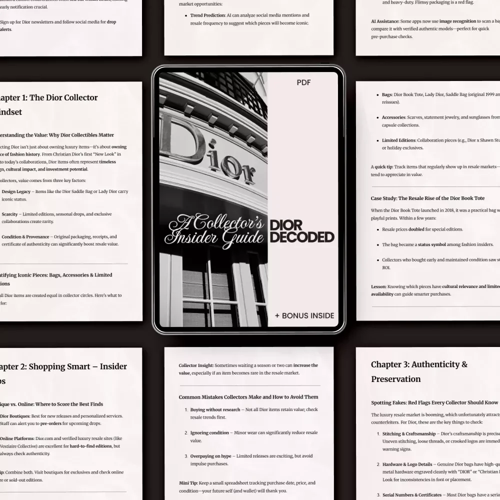 Dior Decoded: A Collector’s Insider Guide | Dior Shopping Tips for Collectors | Luxury Fashion Investment eBook & Resale Strategy Guide | Digital Download