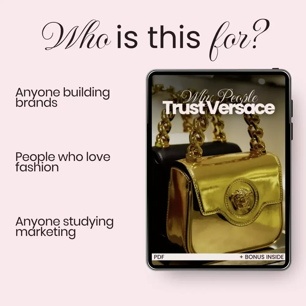 Why People Trust Versace – versace brand trust explained | Luxury Fashion Branding Guide, AI Marketing Insights, Digital Download eBook for Entrepreneurs & Creatives