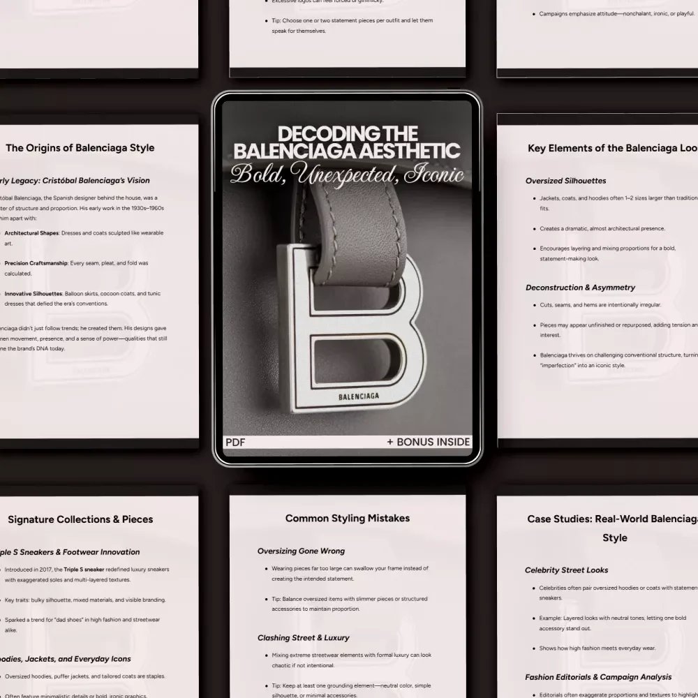 Decoding the Balenciaga Aesthetic: Bold, Unexpected, Iconic – Fashion eBook Guide Explaining what makes balenciaga style unique, Streetwear to Couture Breakdown