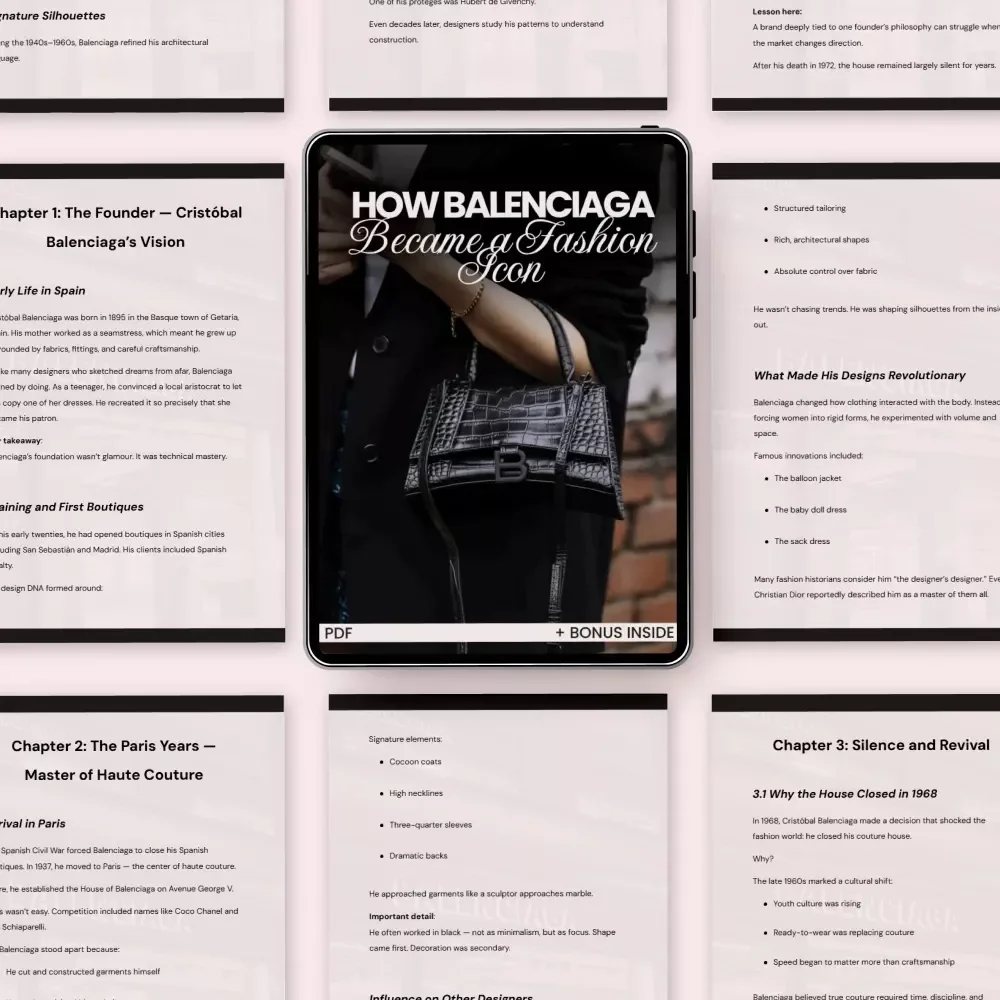 How Balenciaga Became a Fashion Icon – balenciaga brand history explained | Luxury Fashion Case Study eBook for Designers & Students