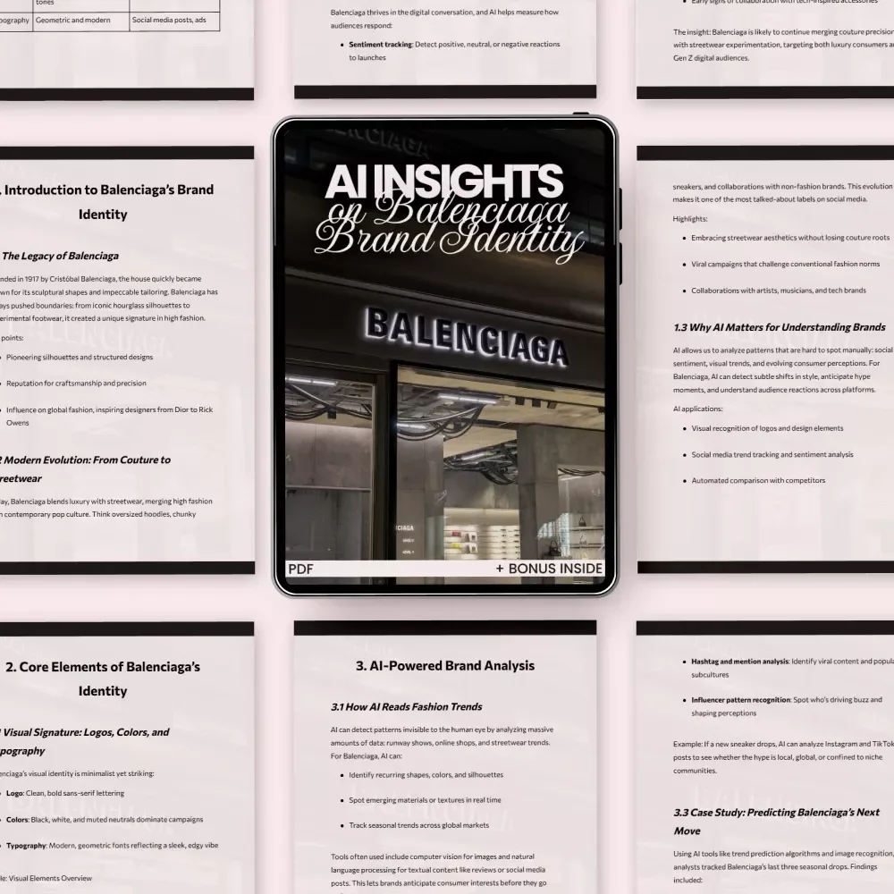 AI Insights on Balenciaga Brand Identity – Fashion Branding eBook, Luxury Streetwear Analysis Guide, AI-Powered Trend Forecasting & Brand Strategy Digital Download