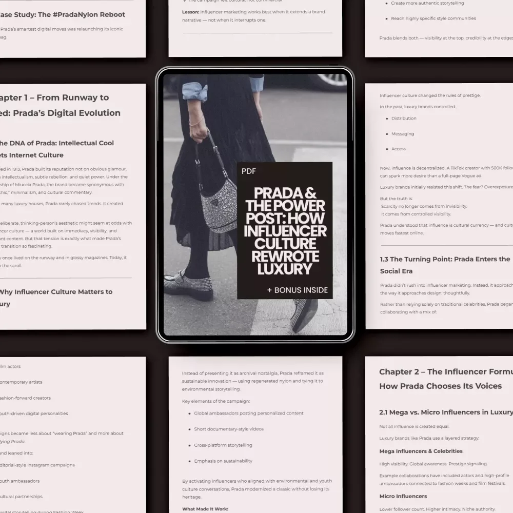 Prada & the Power Post: How Influencer Culture Rewrote Luxury – A Deep Dive Guide to Prada and Influencer Culture, AI Marketing & Modern Luxury Branding Strategy