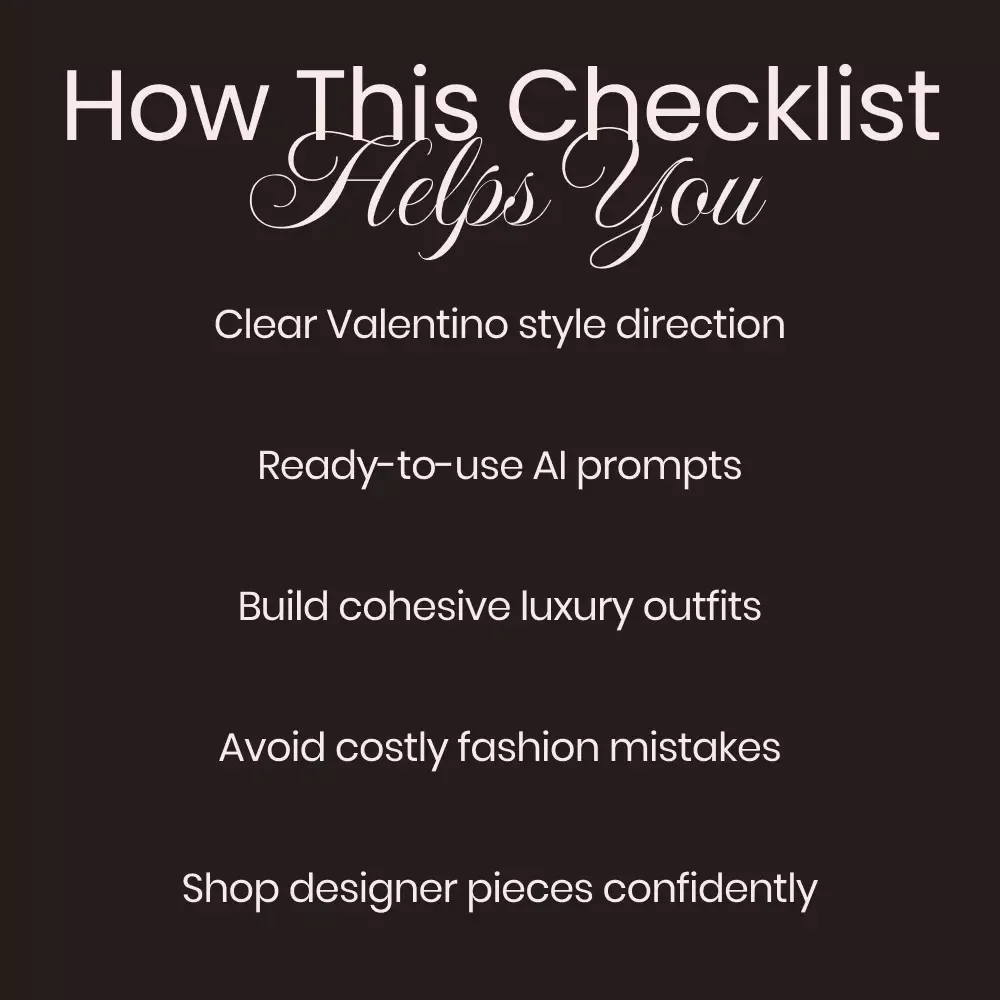AI Recommendations for Styling Valentino – Digital Checklist Guide with ai recommendations for valentino style, Luxury Outfit Planning & Smart Wardrobe Curation