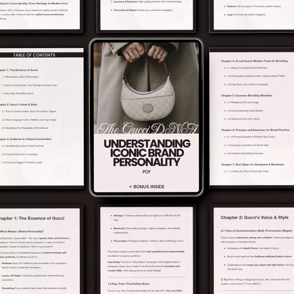 The Gucci DNA: Understanding Iconic Brand Personality – Ultimate gucci brand personality guide for Designers, Marketers & Luxury Brand Strategists (eBook Digital Download)