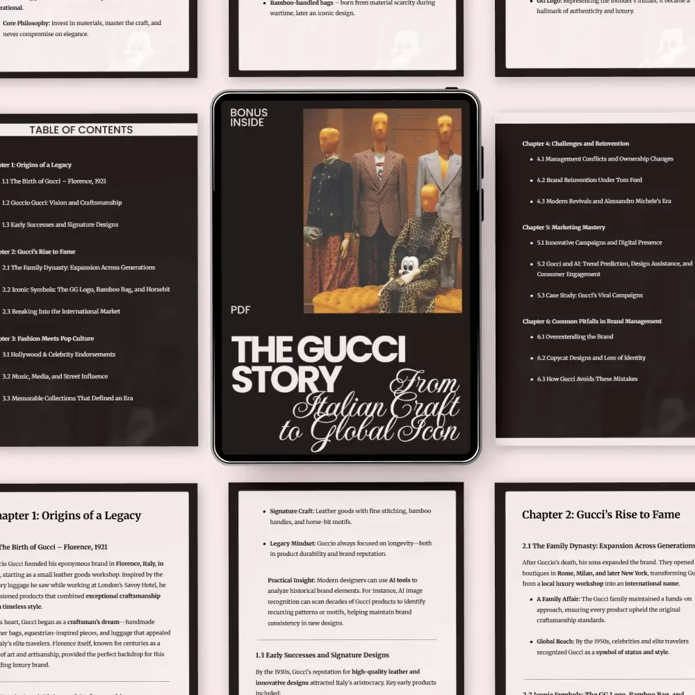 The Gucci Story: From Italian Craft to Global Icon – Gucci Brand History Overview eBook for Fashion Lovers, Designers & Luxury Marketing Enthusiasts
