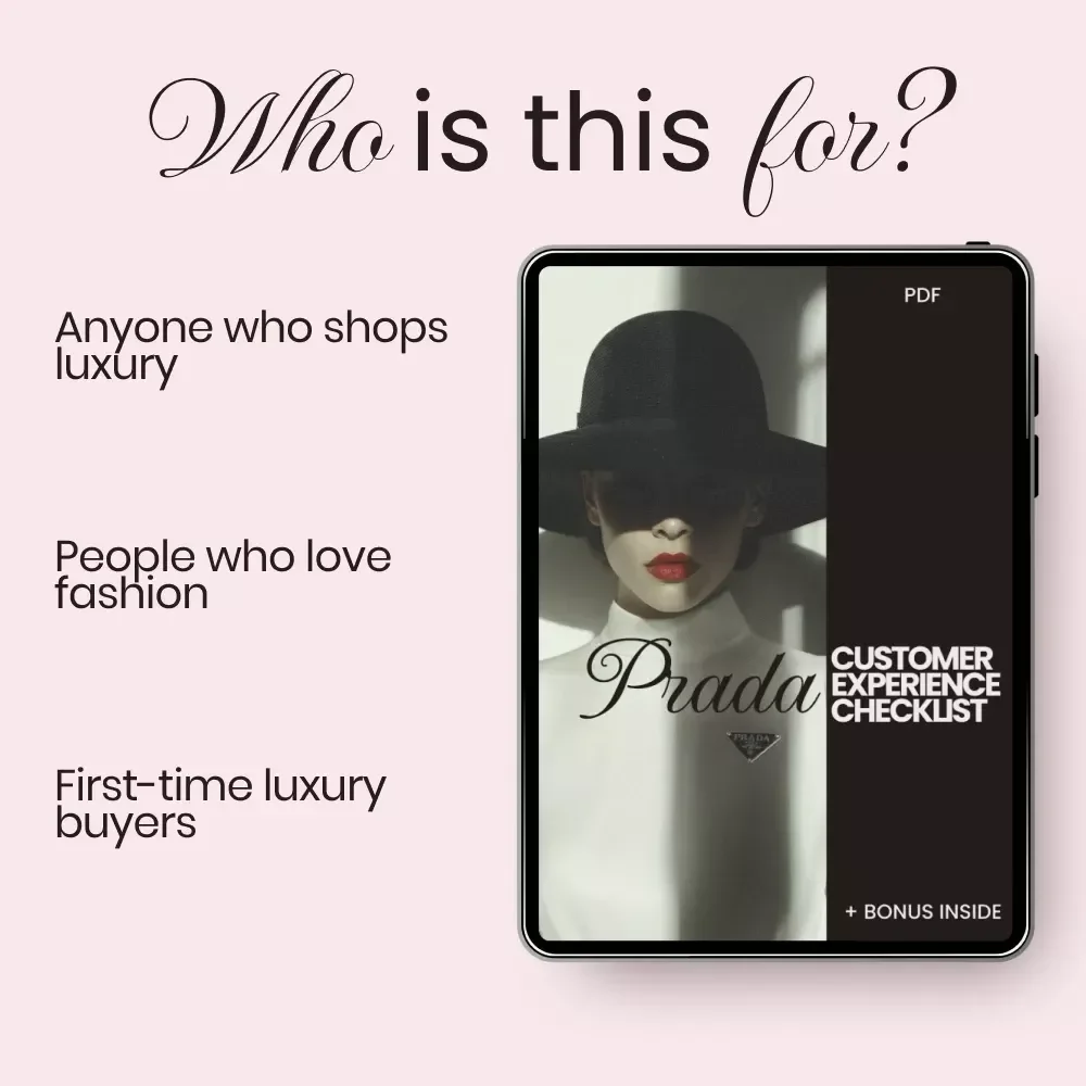 Prada Customer Experience Checklist – Luxury Shopping Planner for the Ultimate prada customer experience in store Visit | Digital Download