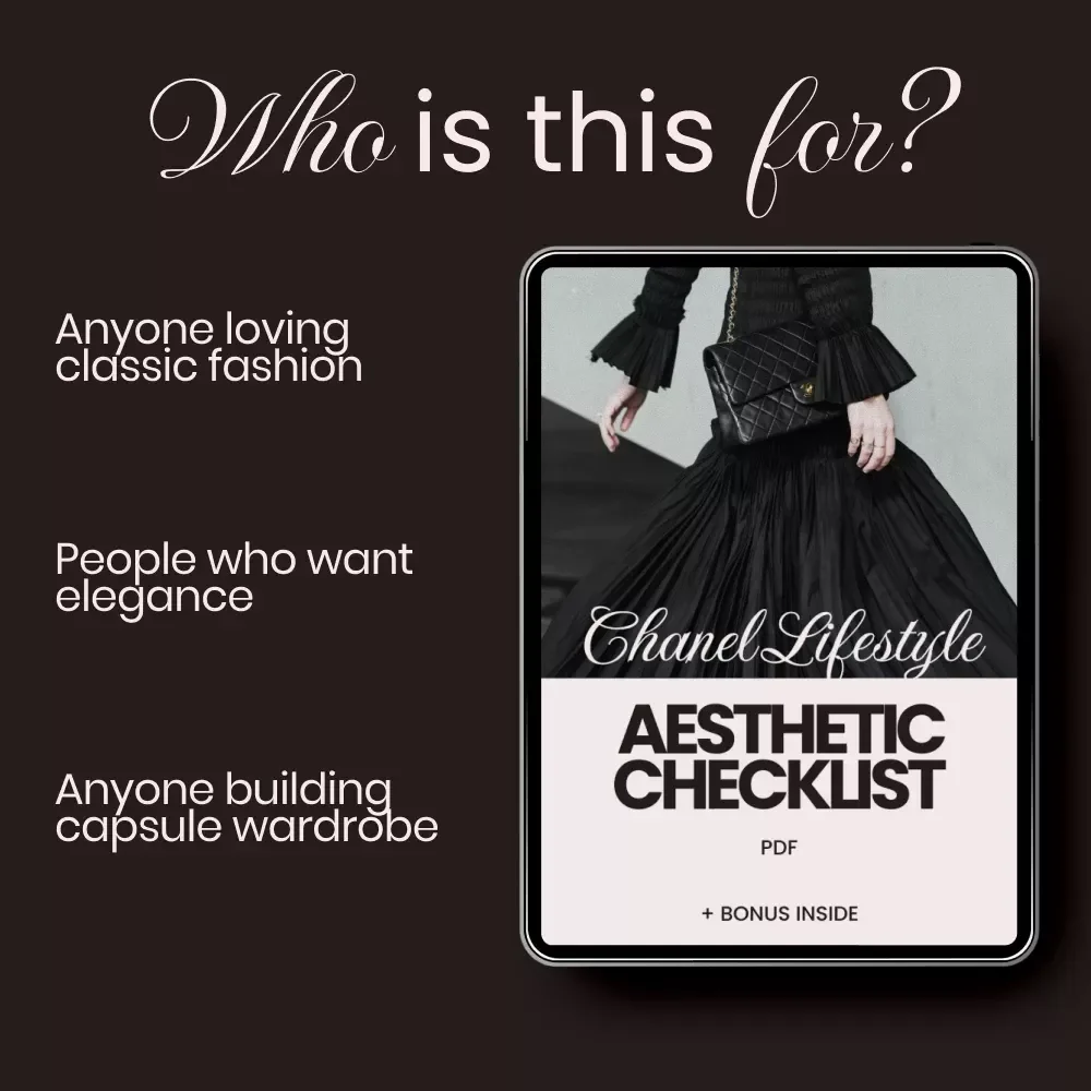 Chanel Lifestyle Aesthetic Checklist – Printable Chanel Lifestyle Aesthetic Guide for Timeless Elegance & Capsule Wardrobe Planning