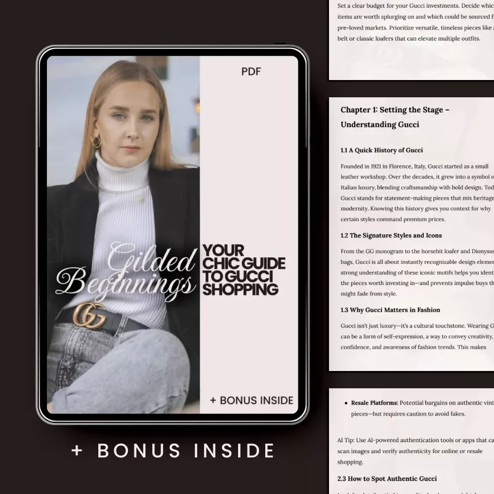 Gilded Beginnings: Your Chic Guide to Gucci Shopping – Where to Start with Gucci Shopping, Luxury Buying Guide, Designer Fashion eBook, Digital Download