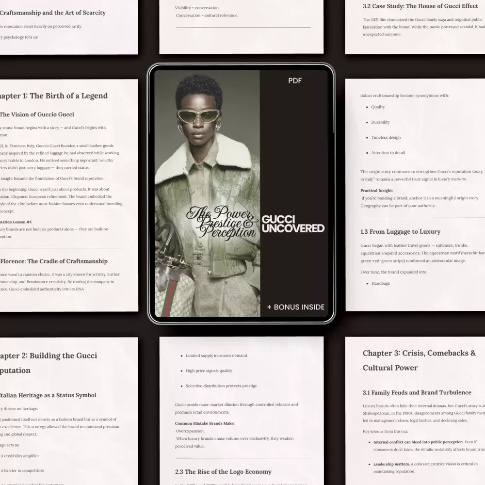 Gucci Uncovered: The Power, Prestige & Perception – gucci brand reputation explained eBook, Luxury Fashion Marketing Guide, Brand Psychology & Prestige Strategy Digital Download