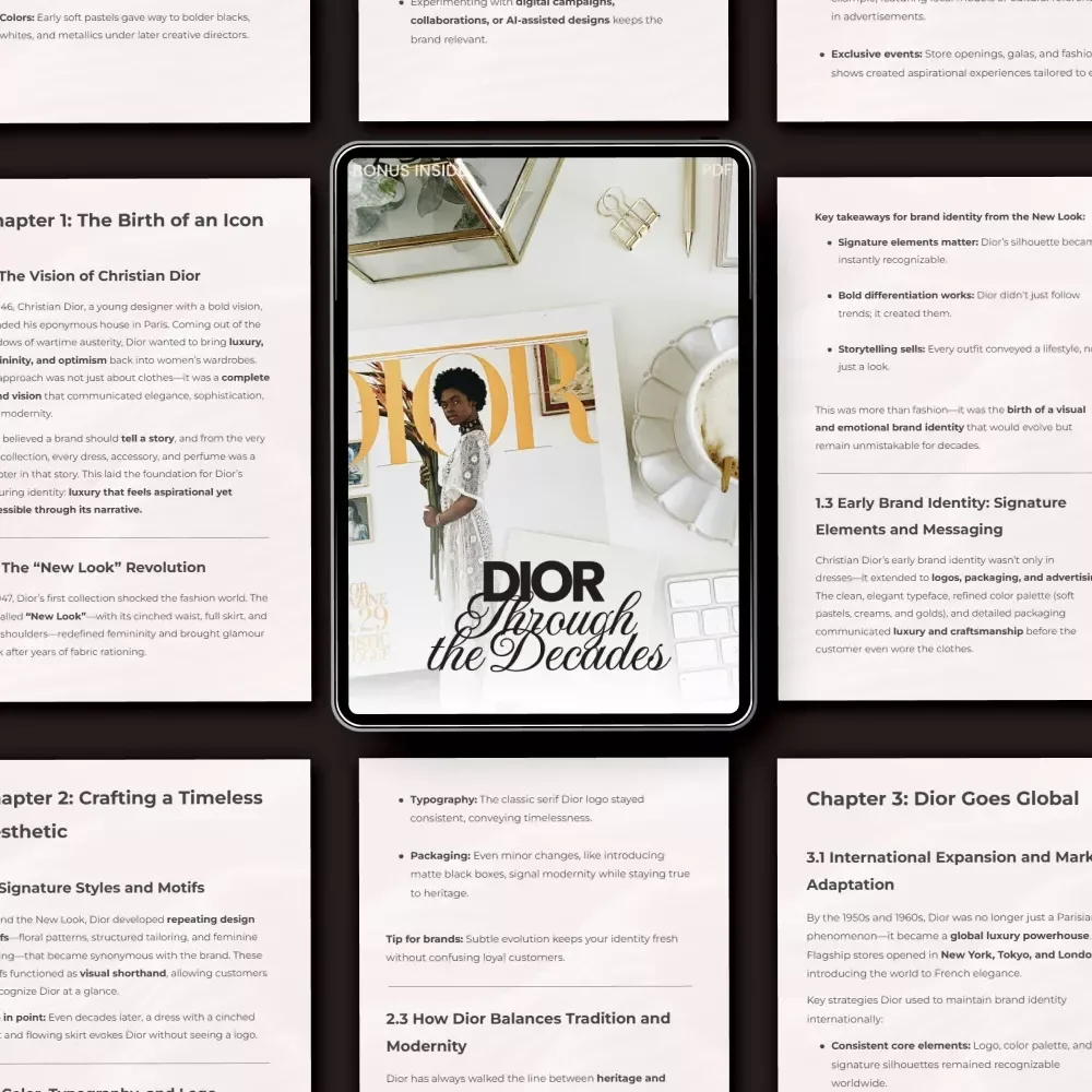 Dior Through the Decades: A Complete Guide to Dior Brand Identity Evolution, Creative Directors, Digital Transformation & AI in Fashion eBook
