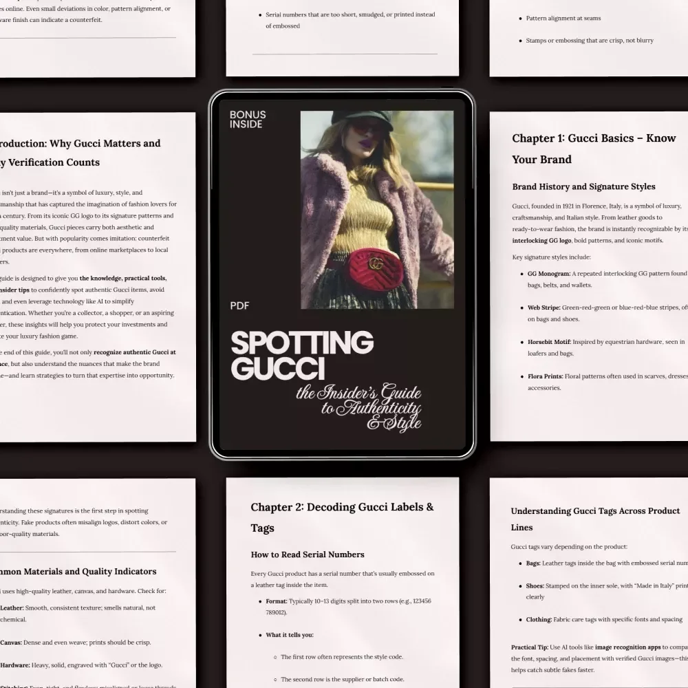 Spotting Gucci: The Insider’s Guide to Authenticity & Style – Gucci Brand Check eBook for Beginners & Collectors, Luxury Authentication Guide, Designer Bag Verification Digital Download