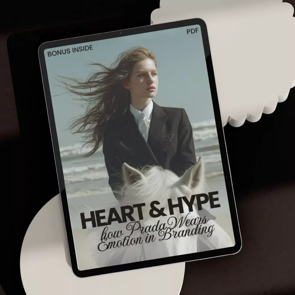 Heart & Hype: How Prada Wears Emotion in Branding – Fashion Marketing eBook on how prada uses emotion in branding, Luxury Brand Strategy Guide, Emotional Branding Blueprint Digital Download