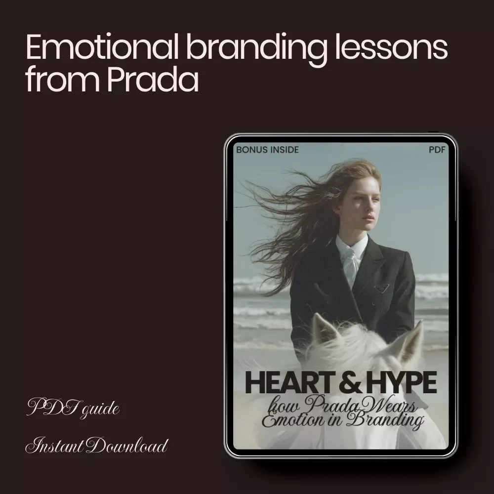 Heart & Hype: How Prada Wears Emotion in Branding – Fashion Marketing eBook on how prada uses emotion in branding, Luxury Brand Strategy Guide, Emotional Branding Blueprint Digital Download