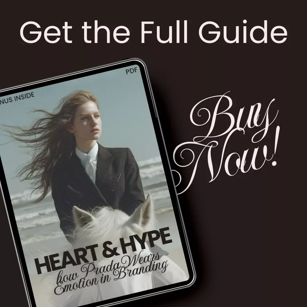 Heart & Hype: How Prada Wears Emotion in Branding – Fashion Marketing eBook on how prada uses emotion in branding, Luxury Brand Strategy Guide, Emotional Branding Blueprint Digital Download