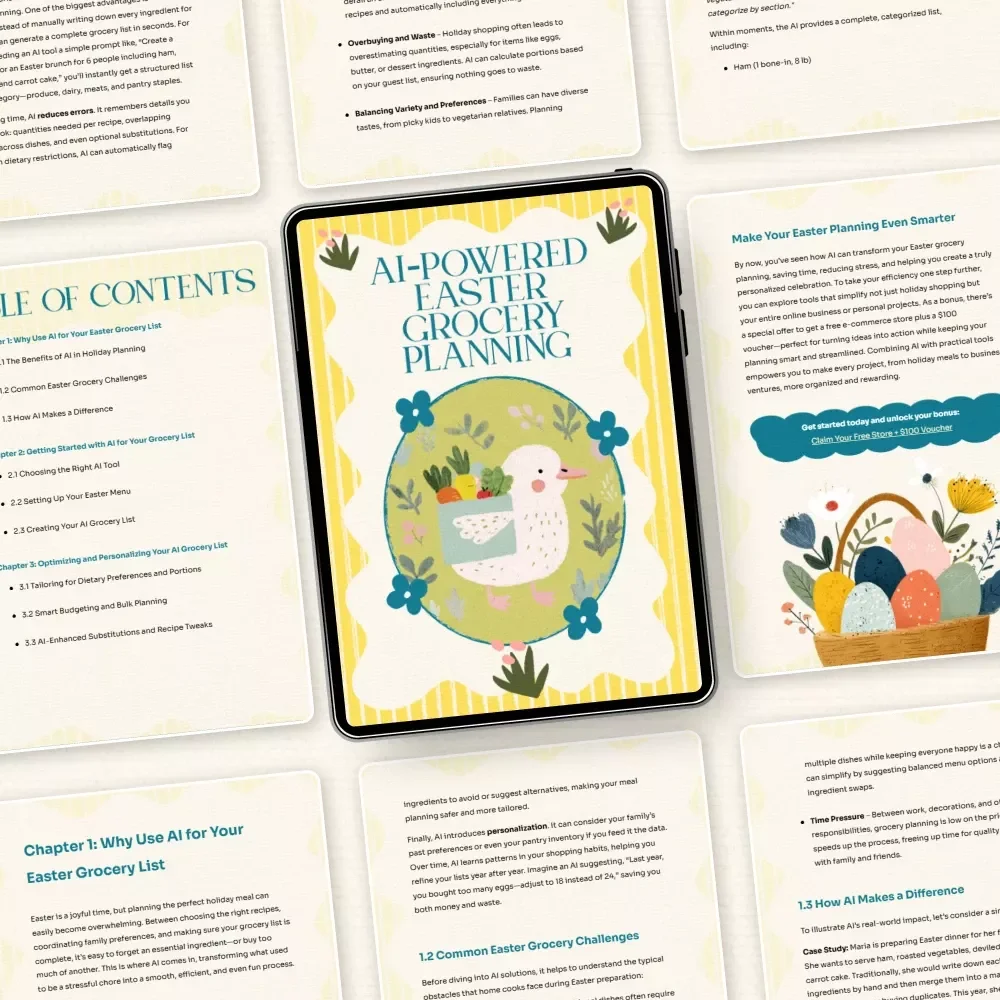 AI-Powered Easter Grocery Planning – Digital Guide to use ai to prepare grocery list for easter | Smart Holiday Meal Prep & Printable Checklist