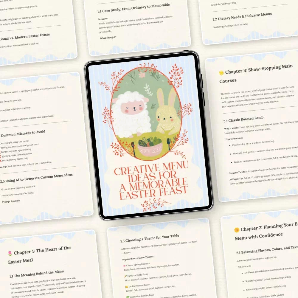 Creative Menu Ideas for a Memorable Easter Feast – Easter Meal Menu Ideas eBook for Planning, Recipes & Entertaining