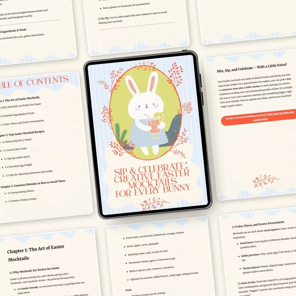 Sip & Celebrate: Creative Easter Mocktails for Every Bunny – Festive Guide with Easter Mocktail Recipes Ideas for Brunch, Parties & Family Gatherings (Digital Download)