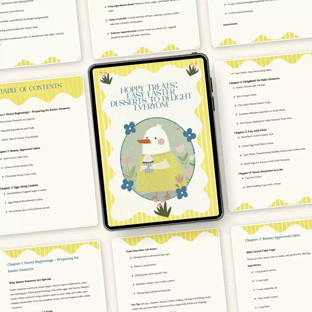 Hoppy Treats: Easy Easter Desserts to Delight Everyone – Easy Easter Dessert Recipes eBook, Festive Holiday Baking Guide, Printable Digital Download for Family Celebrations
