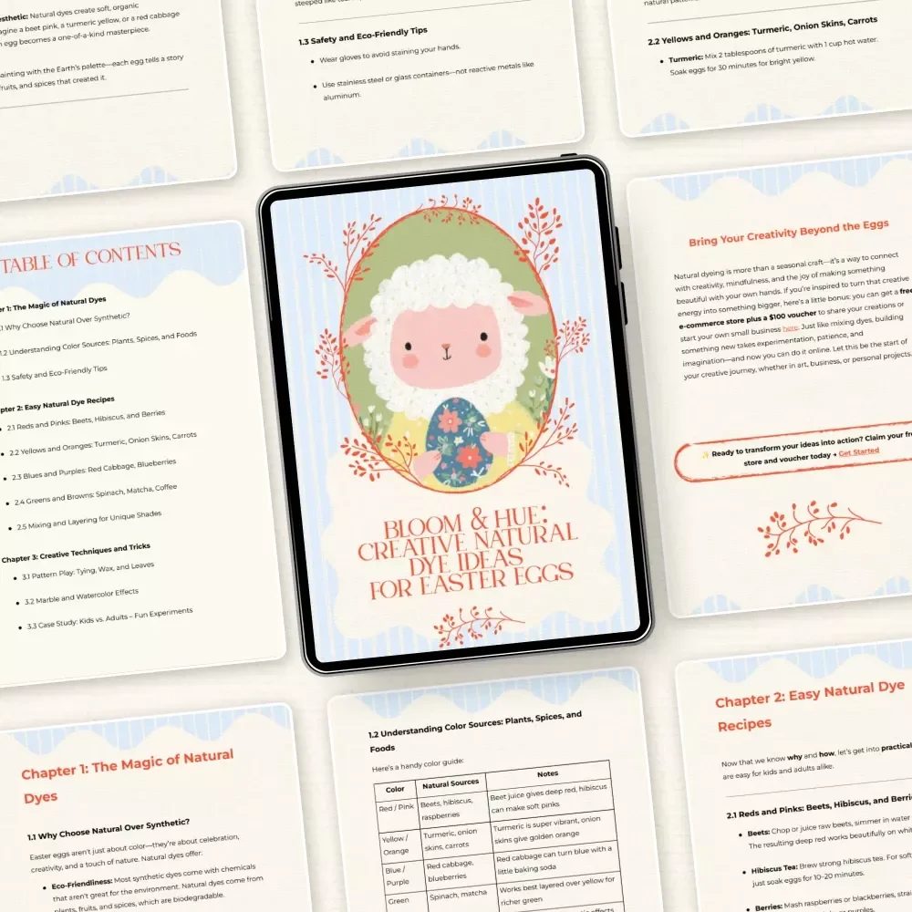 Bloom & Hue: Creative Natural Dye Ideas for Easter Eggs – Eco-Friendly DIY Guide, Botanical Egg Coloring Recipes, Printable Easter eBook Download