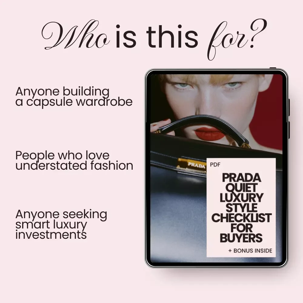 Prada Quiet Luxury Style Checklist for Buyers – Minimalist Designer Wardrobe Guide with Prada Quiet Luxury Style Tips, Neutral Palette & Timeless Fashion Essentials