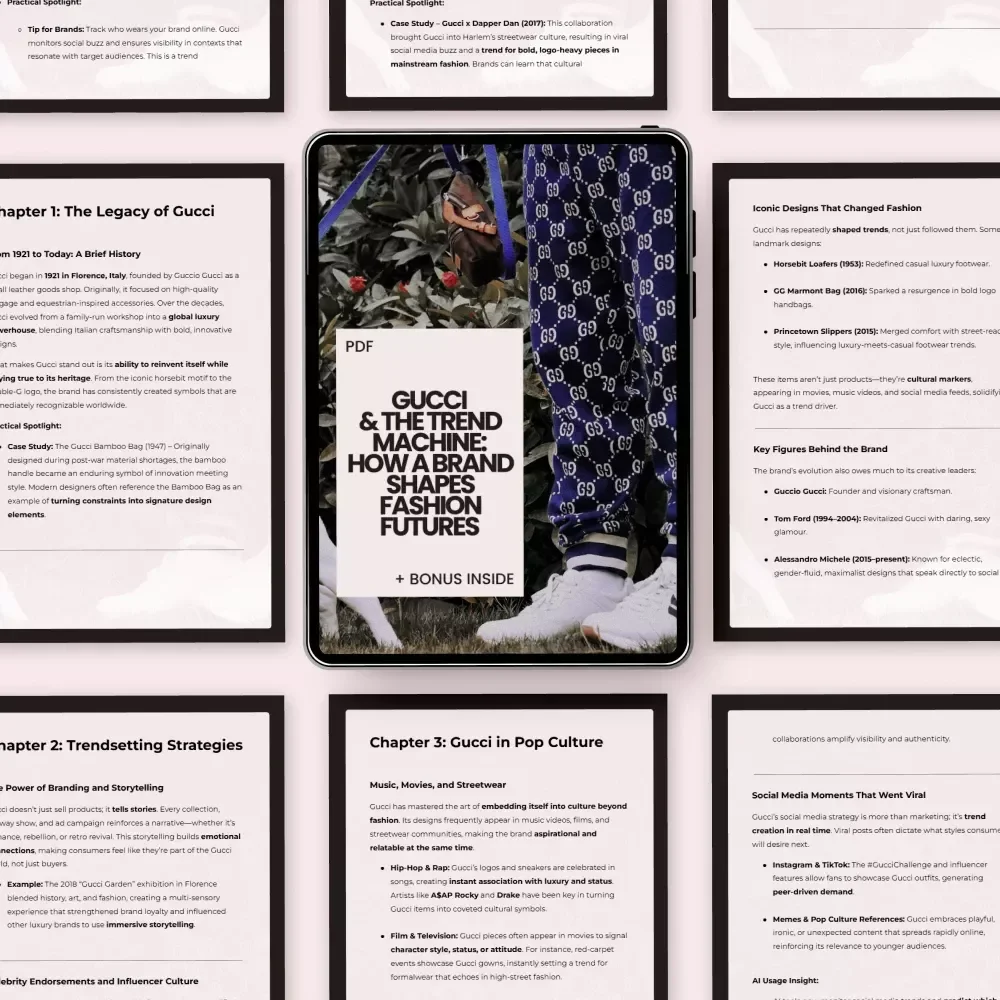 Gucci & the Trend Machine: How a Brand Shapes Fashion Futures – eBook Guide on how gucci influences fashion trends, Luxury Branding & Trend Forecasting Digital Download