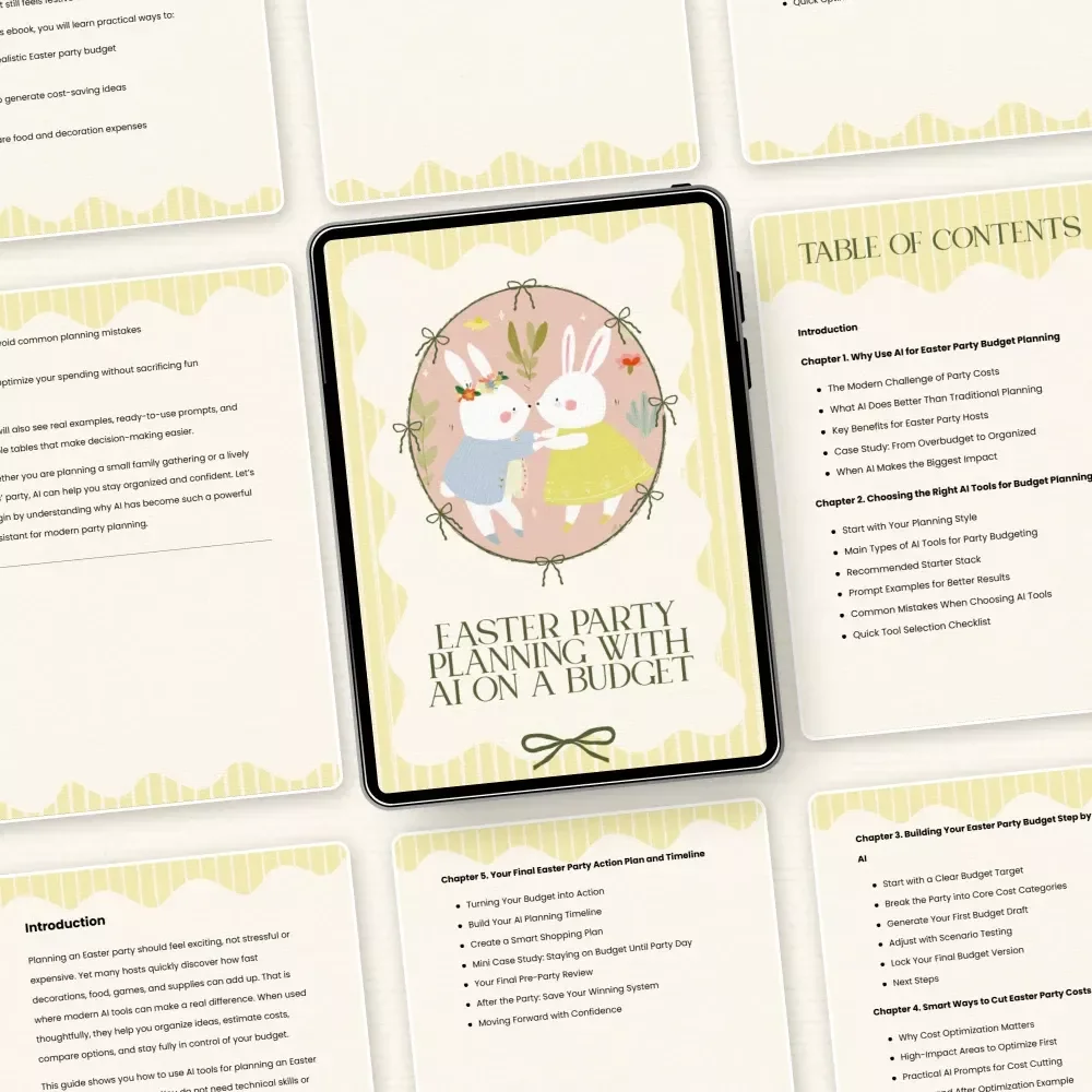 Easter Party Planning with AI on a Budget - eBook Guide for Budget-Friendly Easter Celebrations