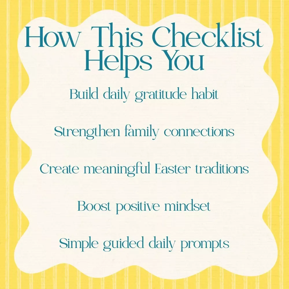 The Gratitude-Powered Easter Plan | Easter Gratitude Challenge Ideas Printable Checklist | 14-Day Spring Renewal & Mindset Reset Digital Download