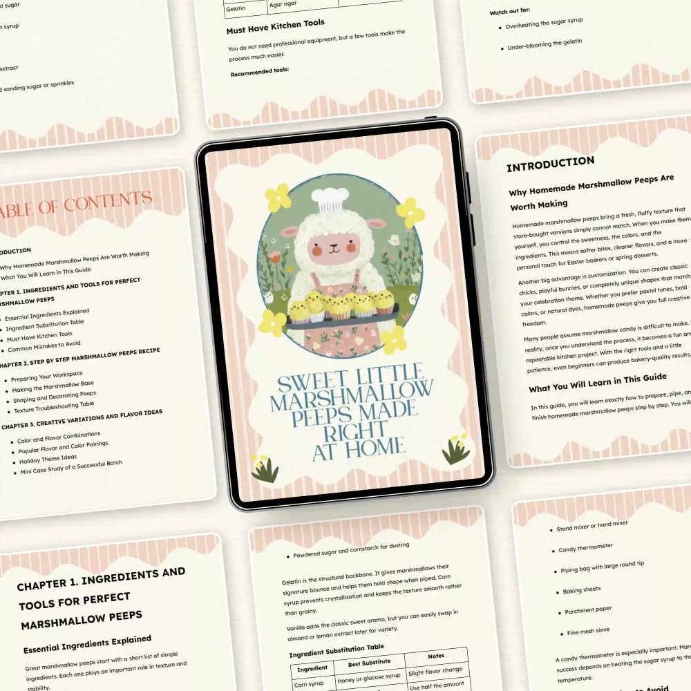 Sweet Little Marshmallow Peeps Made Right at Home – Homemade Marshmallow Peeps Recipe Guide for Easter Treats, DIY Candy eBook & Step by Step Checklist