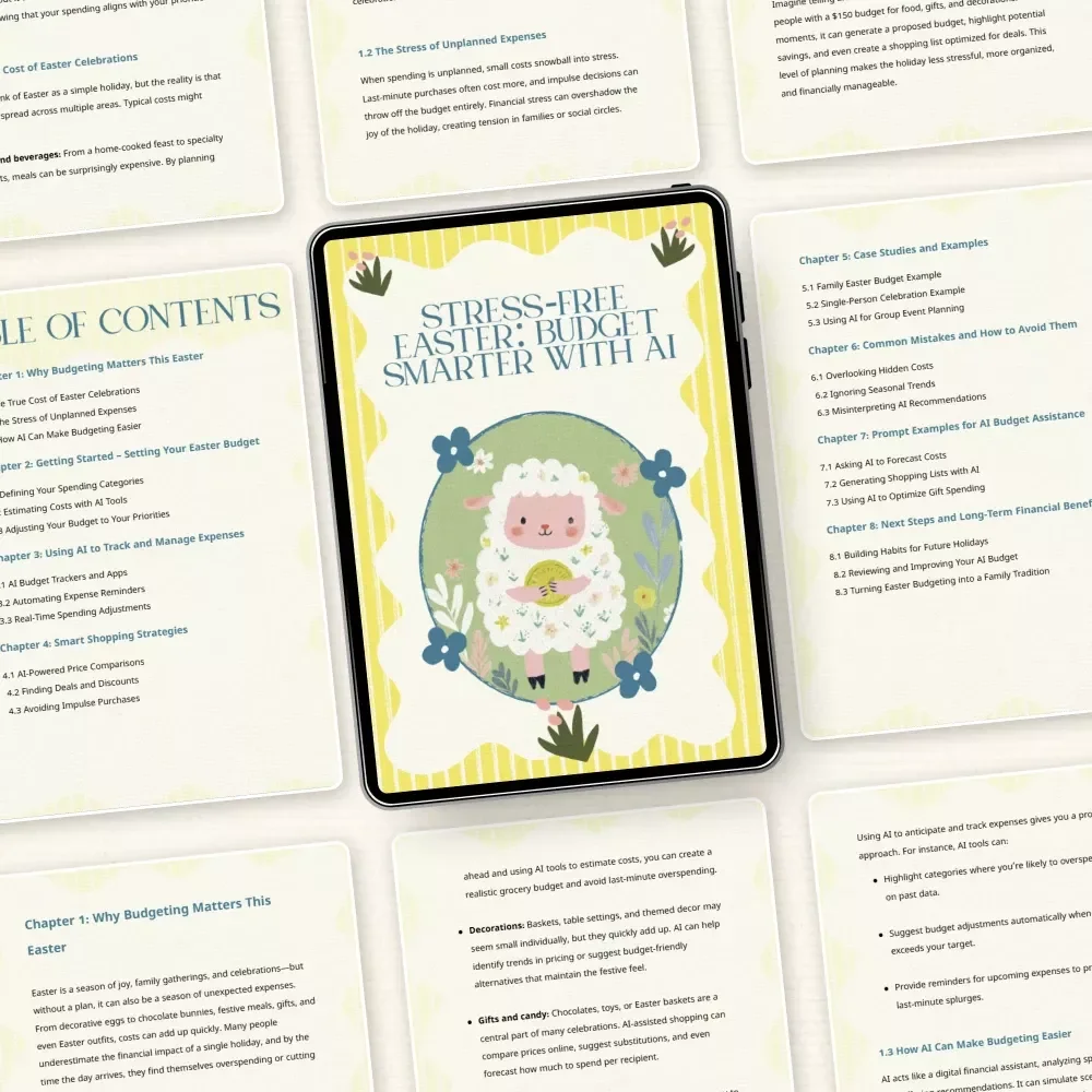 Stress-Free Easter: Budget Smarter with AI – Easter Budget Planning eBook | Learn to use ai to plan easter budget | Digital Download Holiday Finance Guide