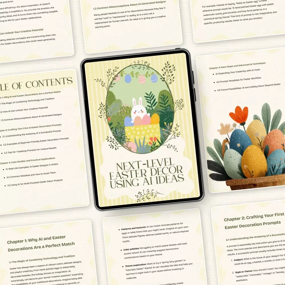 Next-Level Easter Decor Using AI Ideas | AI Easter Decoration Generator Prompt Ideas Guide for DIY Creators & Holiday Styling