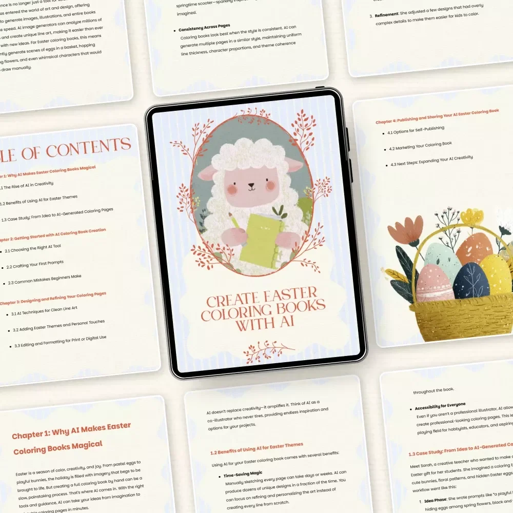 Create Easter Coloring Books with AI – AI Easter Coloring Book Creator Guide for Beginners, Digital Download eBook & Checklist for DIY Printable Pages