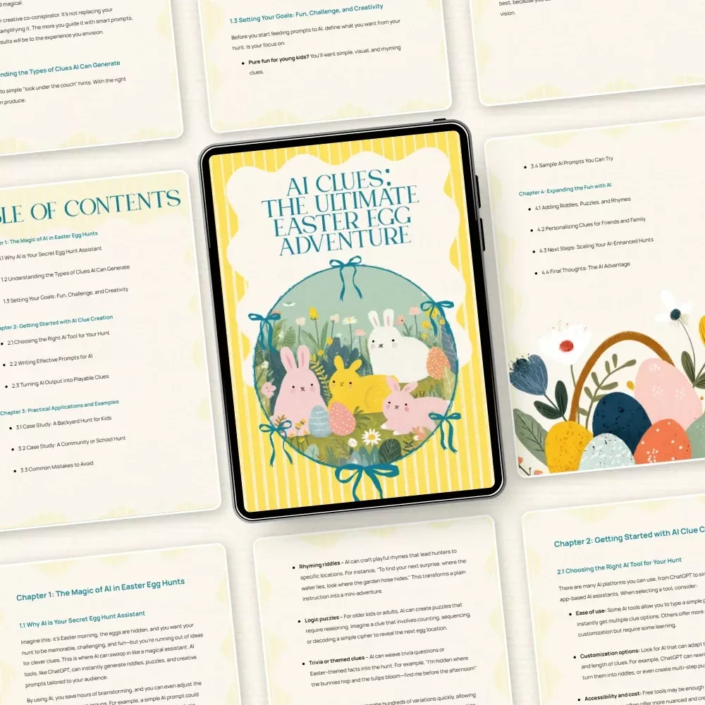 AI Clues: The Ultimate Easter Egg Adventure – A Step-by-Step Guide for Kids And Families | Easter Digital Download