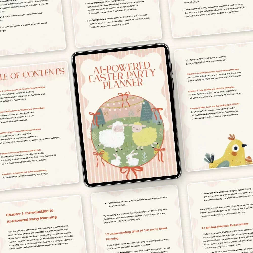 AI-Powered Easter Party Planner eBook | Use AI to Brainstorm Easter Party Themes, Games & Menu Ideas | Digital Download Guide for Stress-Free Holiday Hosting