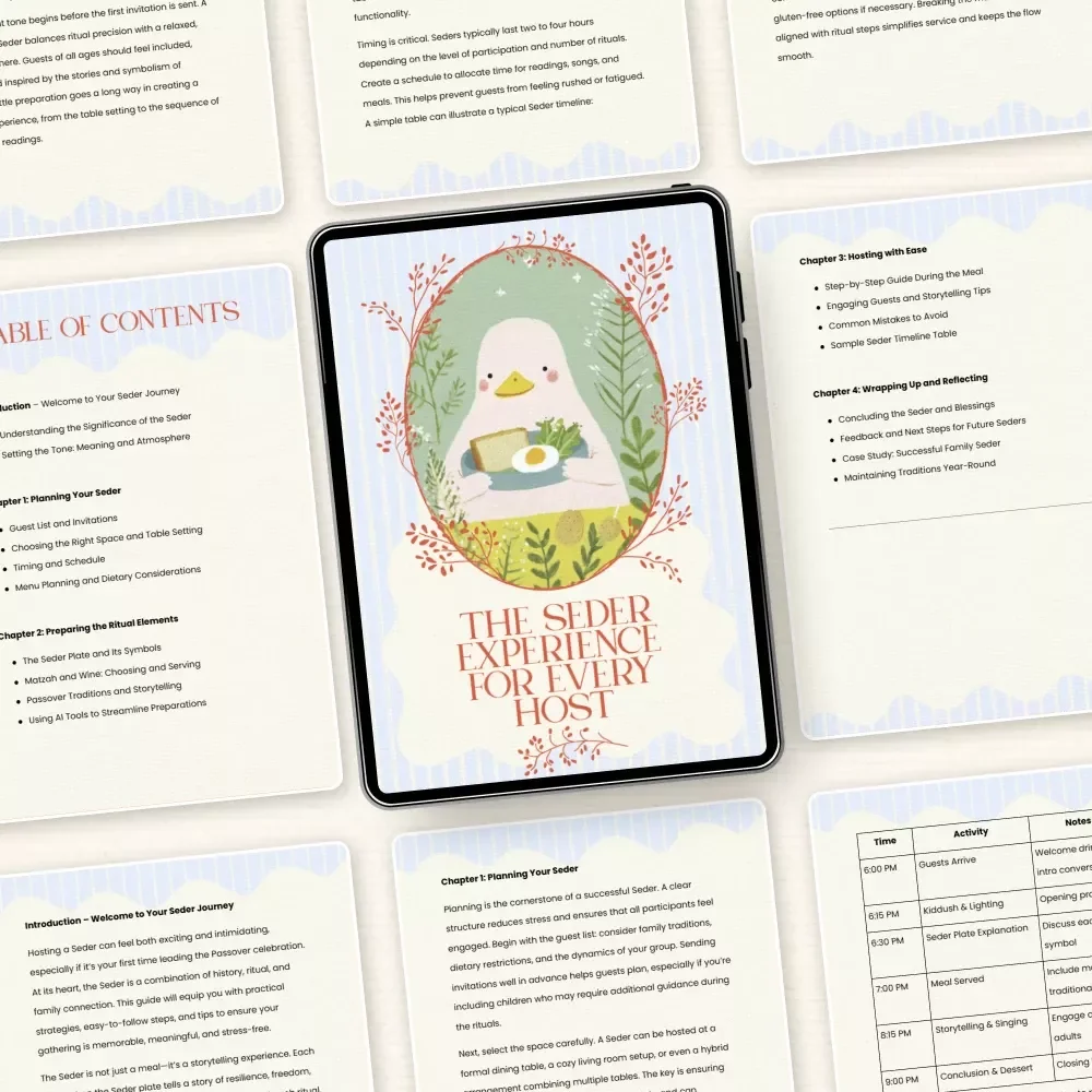 The Seder Experience for Every Host – Complete Guide on how to host a seder meal | Passover Hosting Checklist & Planning eBook