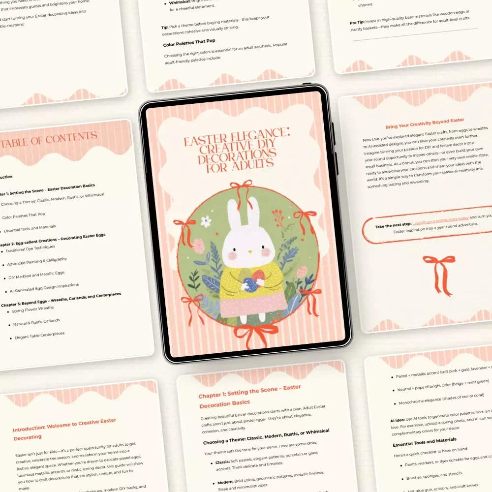 Easter Elegance: Creative DIY Decorations for Adults – Easter Decoration Crafts for Adults eBook, DIY Easter Decor Guide, Printable Inspiration & Party Styling Ideas