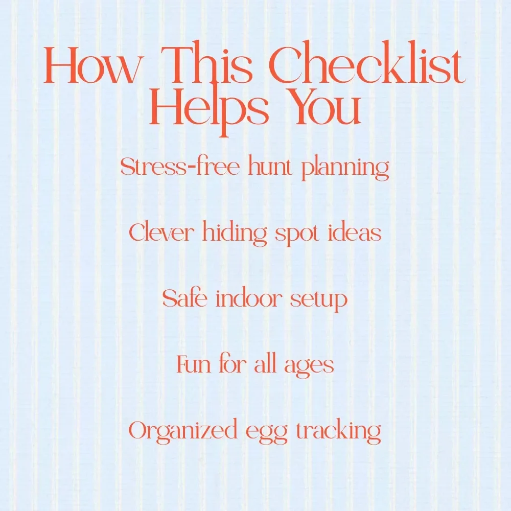 The Ultimate Indoor Easter Egg Hide & Seek Checklist | How to Hide Easter Eggs Indoors Guide | Printable Easter Party Game Planner