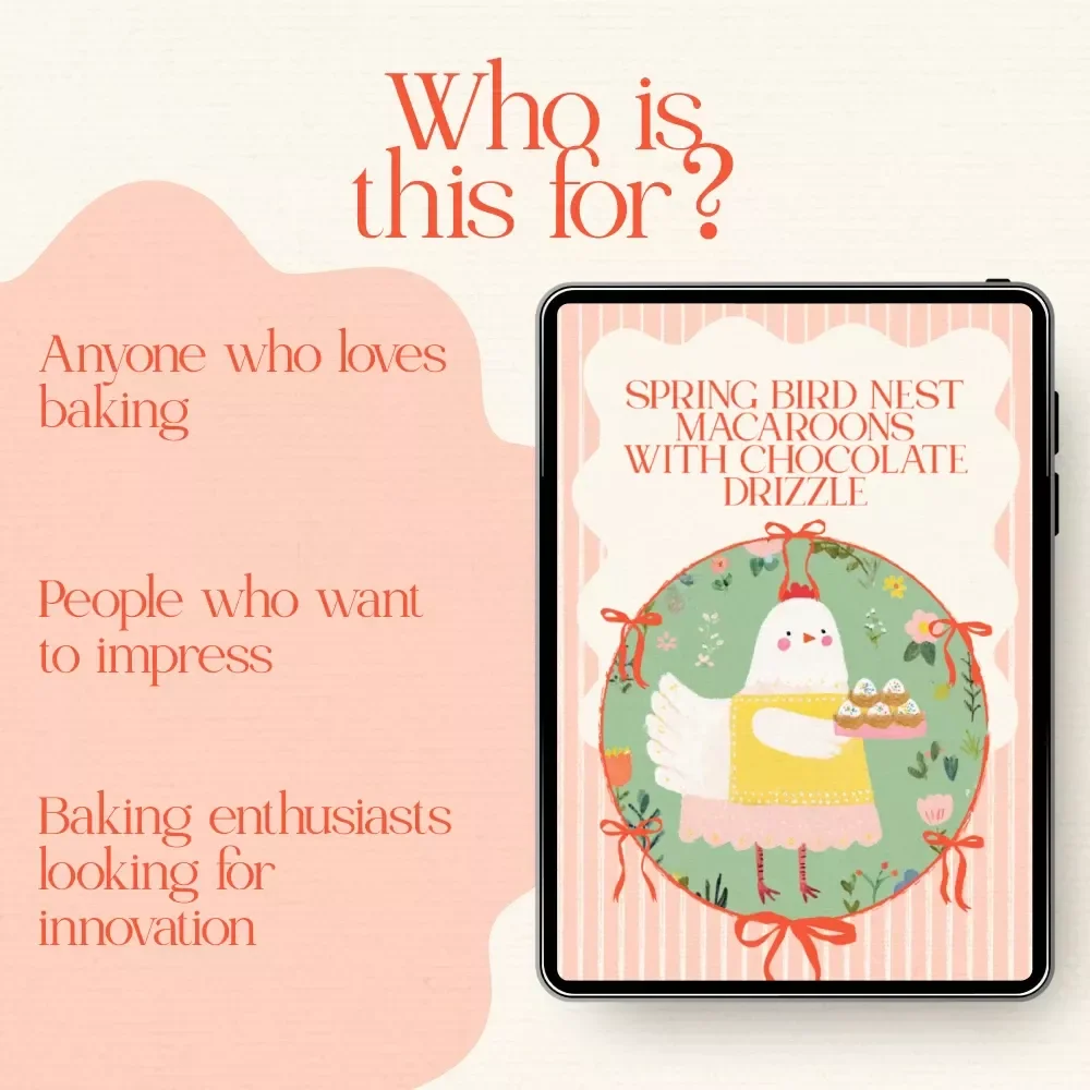 Spring Bird Nest Macaroons with Chocolate Drizzle Guide - Easter-Themed Digital Download