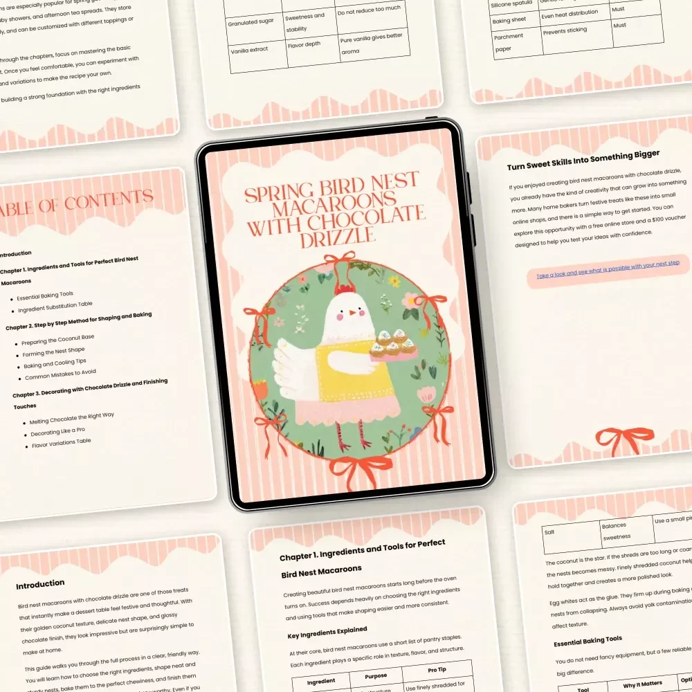 Spring Bird Nest Macaroons with Chocolate Drizzle Guide - Easter-Themed Digital Download
