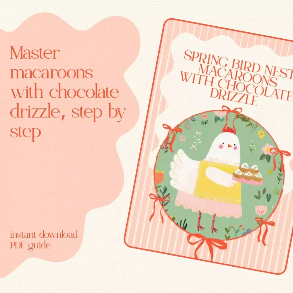 Spring Bird Nest Macaroons with Chocolate Drizzle Guide - Easter-Themed Digital Download