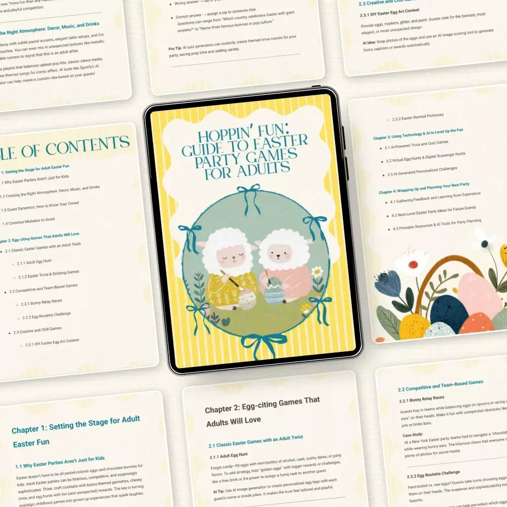 Hoppin’ Fun: Guide to Easter Party Games for Adults – Ultimate Adult Easter Party Games for Adults eBook & Digital Download