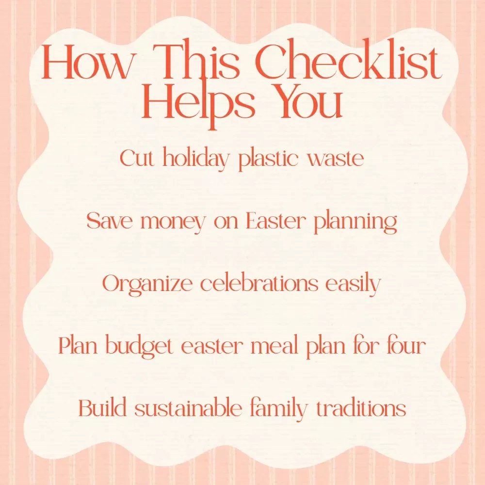 Easter Without the Plastic Fantastic | Sustainable Checklist & budget easter meal plan for four | Zero Waste Holiday Planning Guide