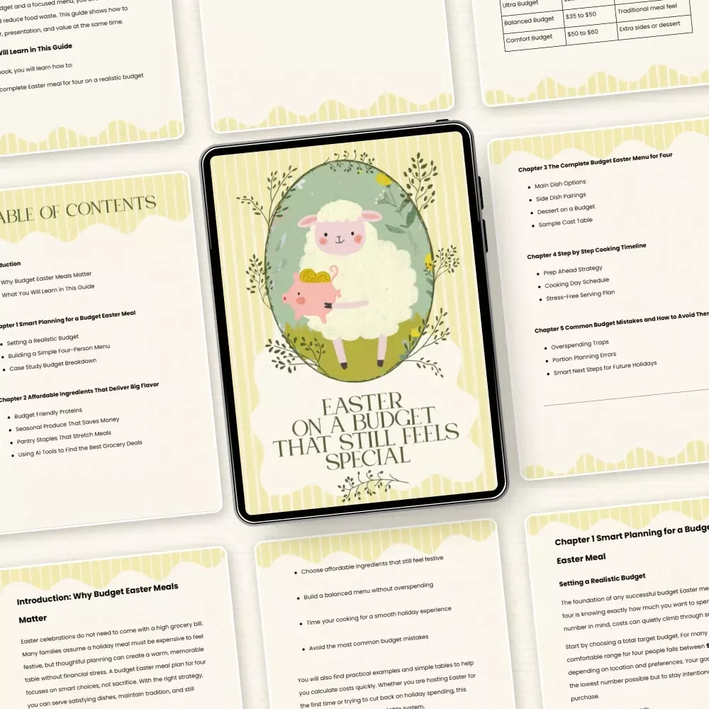 Easter on a Budget That Still Feels Special | Budget Easter Meal Plan for Four eBook | Affordable Holiday Dinner Guide & Smart Planning Checklist