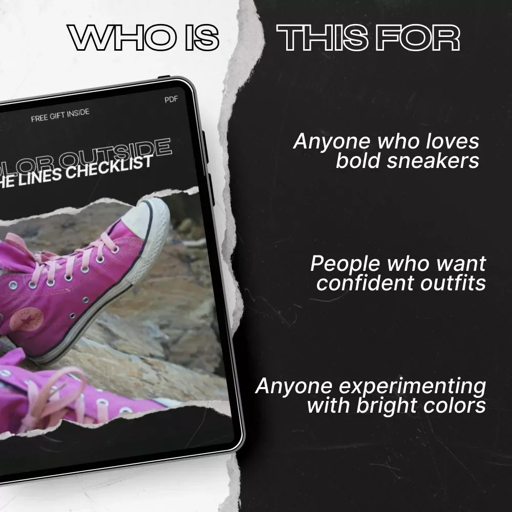 Color Outside the Lines Checklist – Converse Bold Color Outfits Styling Guide, AI Outfit Planner & Bold Sneaker Formula Cheat Sheet