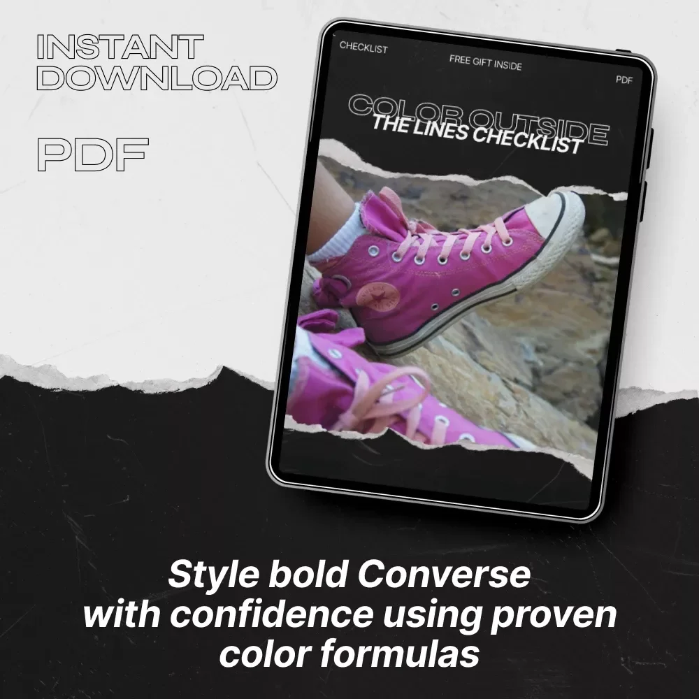 Color Outside the Lines Checklist – Converse Bold Color Outfits Styling Guide, AI Outfit Planner & Bold Sneaker Formula Cheat Sheet