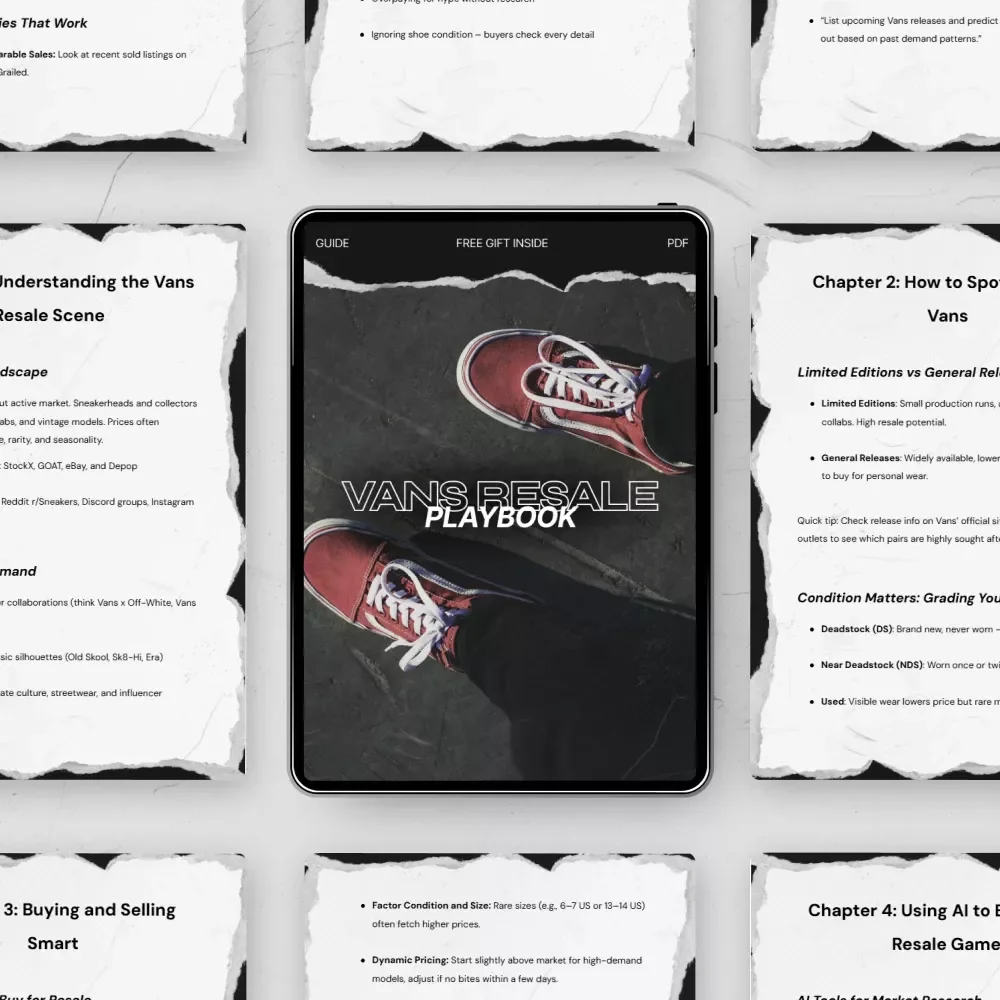 Vans Resale Playbook | Ultimate Guide to Vans Resale Interest, Sneaker Flipping Strategies, Market Trends & AI Tools for Smarter Profits | Digital Download