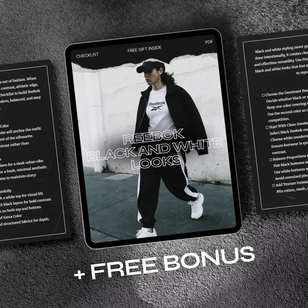 Reebok Black and White Looks Checklist – Minimalist Monochrome Outfit Planner, Streetwear Capsule Guide, Digital Download Style Tool for Reebok Black and White Looks