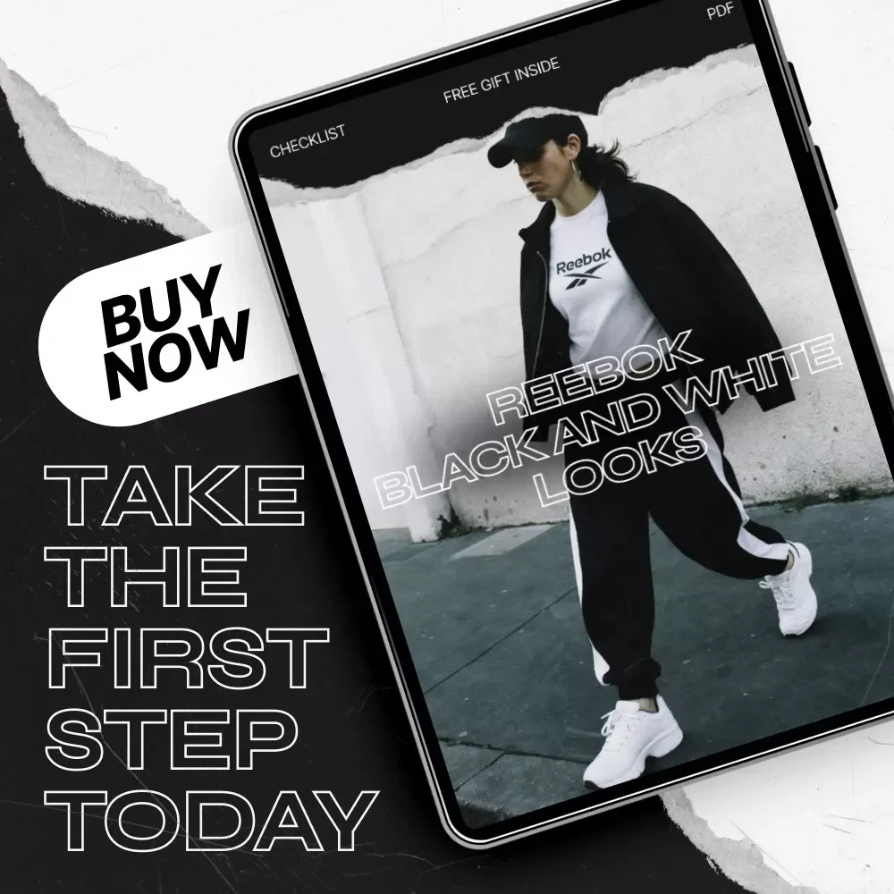 Reebok Black and White Looks Checklist – Minimalist Monochrome Outfit Planner, Streetwear Capsule Guide, Digital Download Style Tool for Reebok Black and White Looks