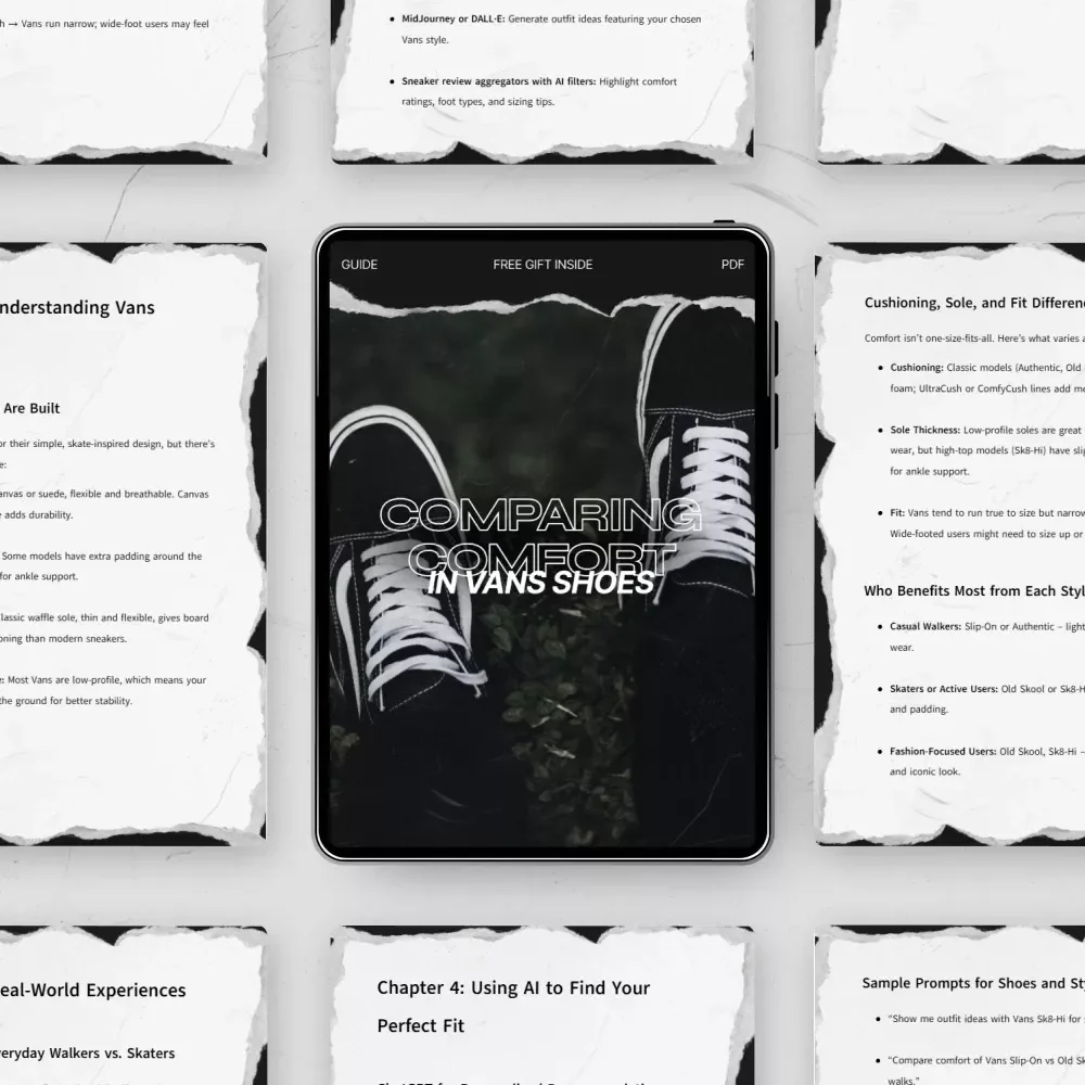 Comparing Comfort in Vans Shoes – The Ultimate vans comfort comparison Guide for Old Skool, Sk8-Hi, Authentic & Slip-On Styles | Digital Download
