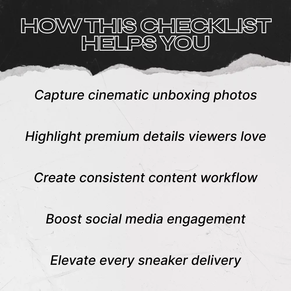 Nike Unboxing Experience Checklist | Nike Unboxing Experience Effect Digital Download for Sneaker Photography, Content Creation & Social Media Reveal Guide