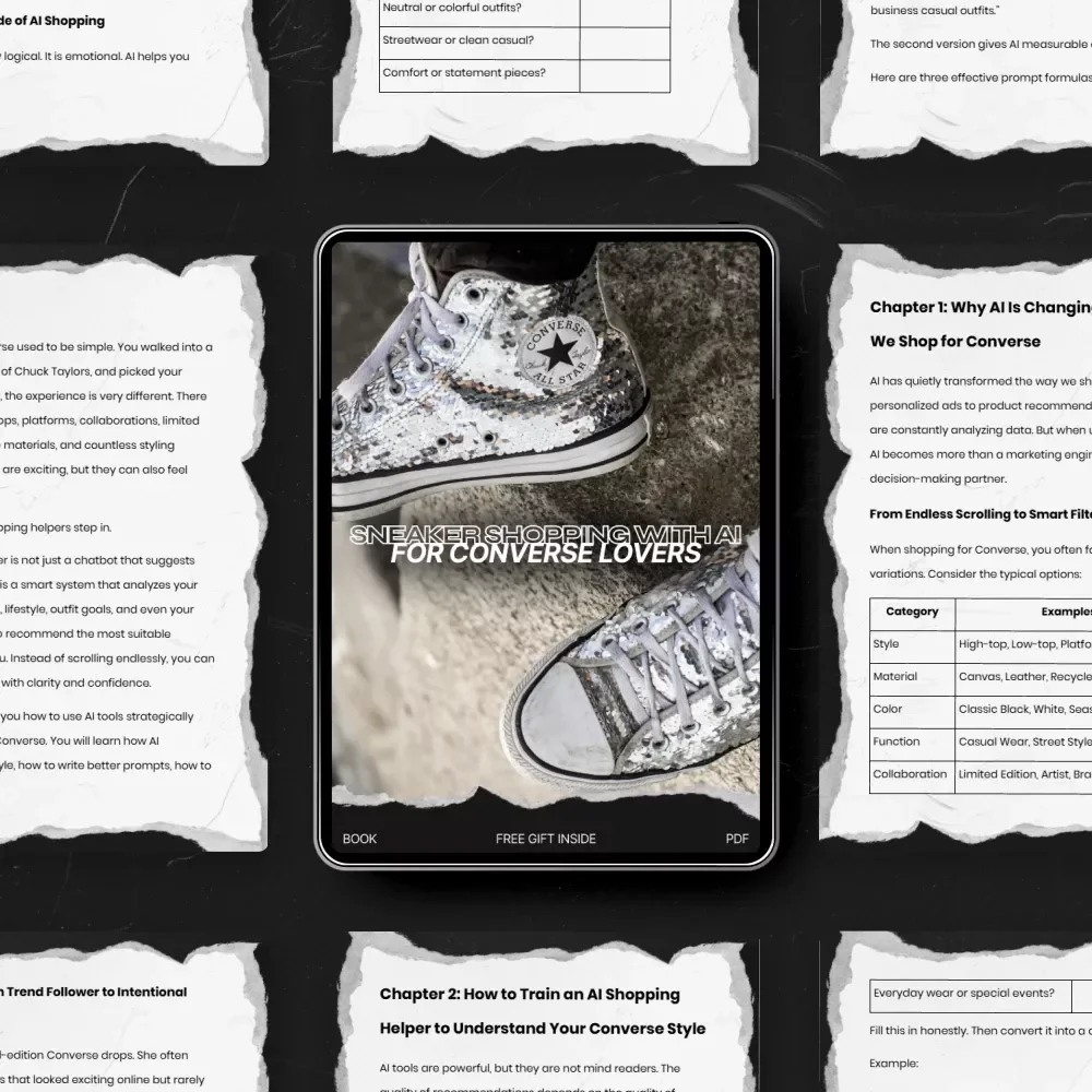 Sneaker Shopping with AI for Converse Lovers – AI Shopping Helper Converse eBook Guide for Smarter Style, Fit & Trend Decisions